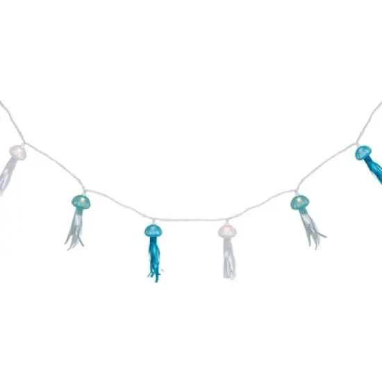 Northlight Jellyfish Patio Light Set - Blue and White - 6' White Wire - 10ct image {3}