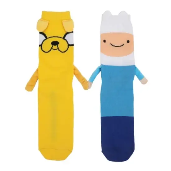 Adventure Time Finn and Jake Holding Hands Womens Casual Crew Socks image {1}
