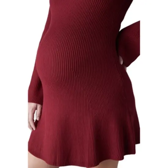Ingrid & Isabel Maternity Ribbed Flare Sweater Mini Dress image {5}