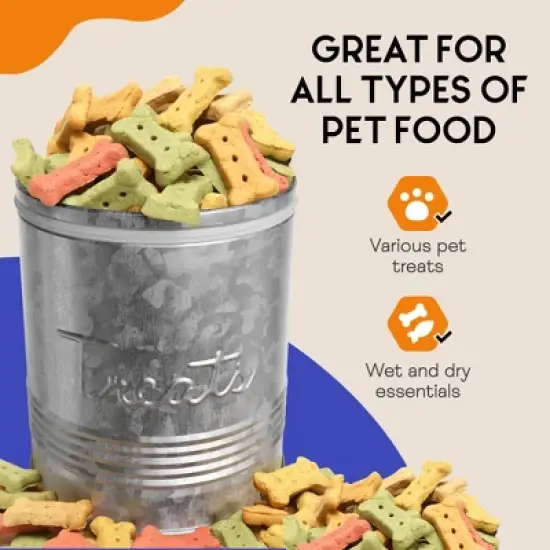 Amici Pet Retro Treats Storage Canister, 72 oz. , Galvanized Metal image {6}