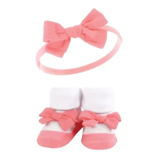 Hudson Baby Infant Girl Headband and Socks Giftset, Navy Coral, One Size image {4}