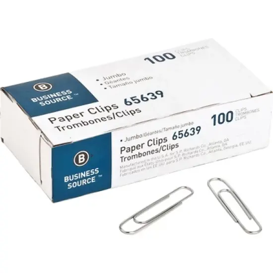 Business Source Paper Clips Jumbo 1000pk Silver image {1}