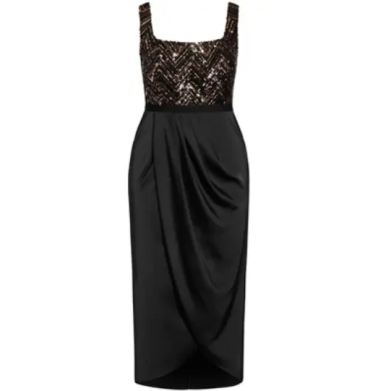 Women's Plus Size Sequin Bodice Dress - bronze | CITY CHIC image {2}