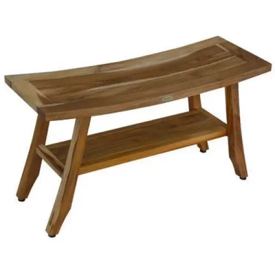 EcoDecors&reg; Satori&reg; 34" Teak Wood Shower Bench with Shelf in EarthyTeak Finish image {9}
