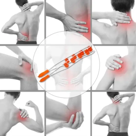 Unique Bargains Multiple Trigger Points Neck Shoulder PP TPE Orange Transparent Handheld Back Massager 1 Pcs image {1}