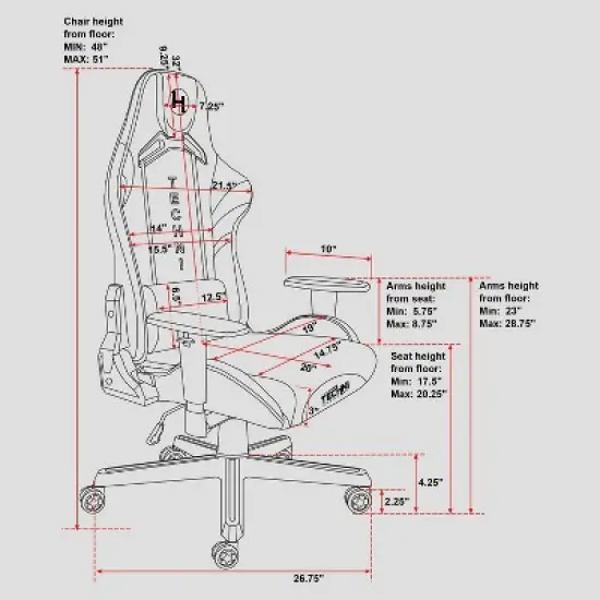 Echo Stain Resistant Fabric Gaming Chair - Techni Sport image {2}