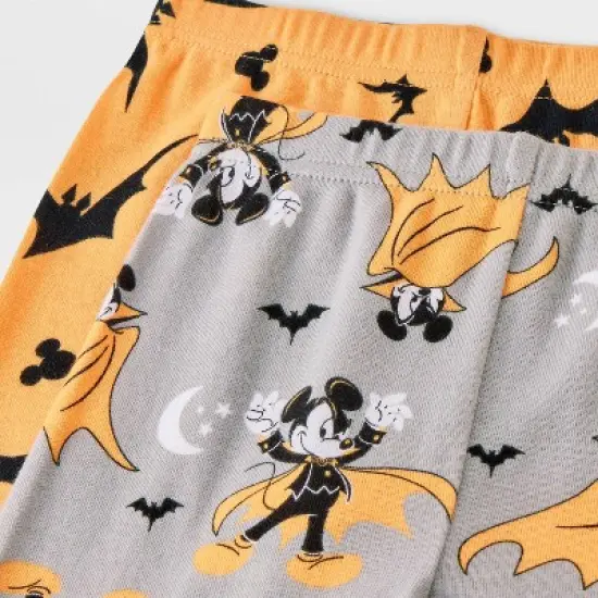 Toddler Boys' 4pc Mickey Mouse & Friends Cotton Long Sleeve Halloween Pajama Set - Orange/Gray/Black image {3}