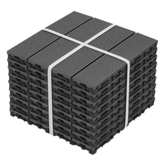 9 PCS heavy-duty & recyclable Wood-Plastic Interlocking Deck Tiles 11.8" x 11.8"- Waterproof Outdoor and Indoor Flooring for Patio image {9}