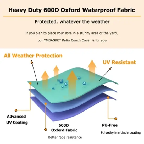 Akefit L-Shaped Patio Sectional Sofa Cover Waterproof Outdoor V-Shaped Furniture Cover Brown image {2}