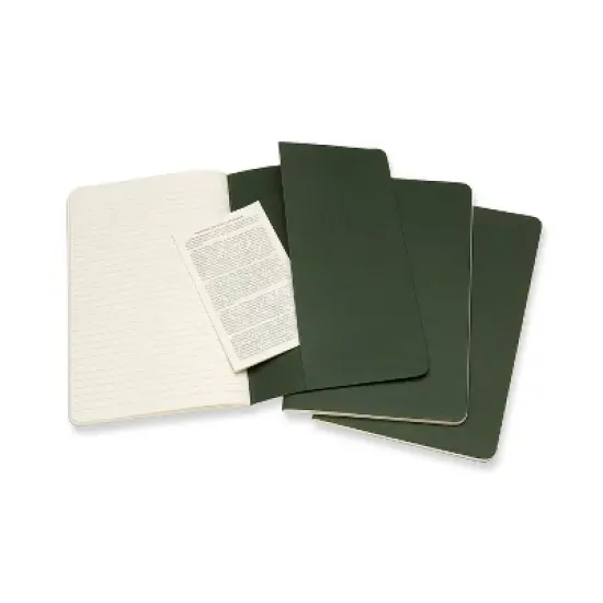 Moleskine 3pk 80pg Ruled Large Journal 8.27"x5.12" Cahier Myrtle Green: Pocket Notebook, Soft Cover, image {3}