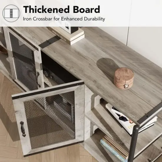 53.5'' Buffet Cabinet with Storage, 36'' Tall Wood Rustic Sideboard with 3 Drawer, Reversible Wine Rack and Adjustable Shelf image {4}