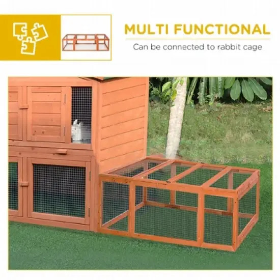 Akoasm Large Wooden Rabbit Hutch & Shelter With Lockable Door,Enclosure Run For Small Animal Outdoor-Natural image {7}
