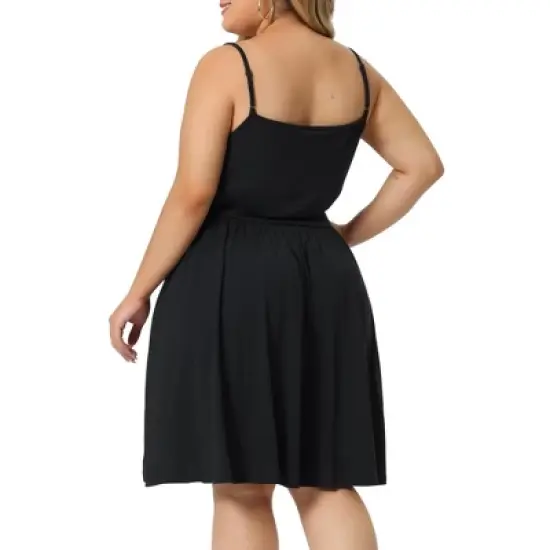 Agnes Orinda Women's Plus Size V Neck Spaghetti Strap Adjustable Lace Panel Nightgown image {3}