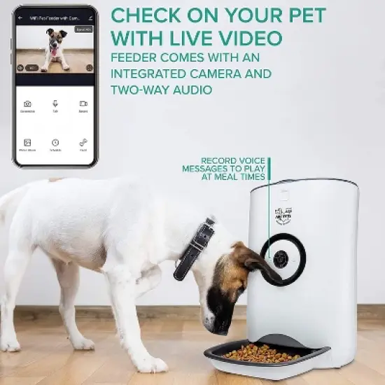 Arf Pets Automatic Pet Feeder, Wi-Fi Cat & Dog Food Dispenser w/Camera image {2}