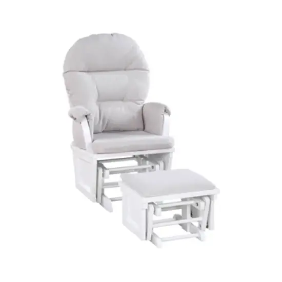 Suite Bebe Mason Glider & Ottoman - White/Woven Gray image {2}
