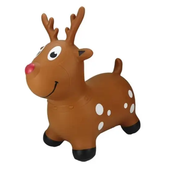 BounceZiez Inflatable Bouncy Ride-On Hopper with Pump - Reindeer image {1}