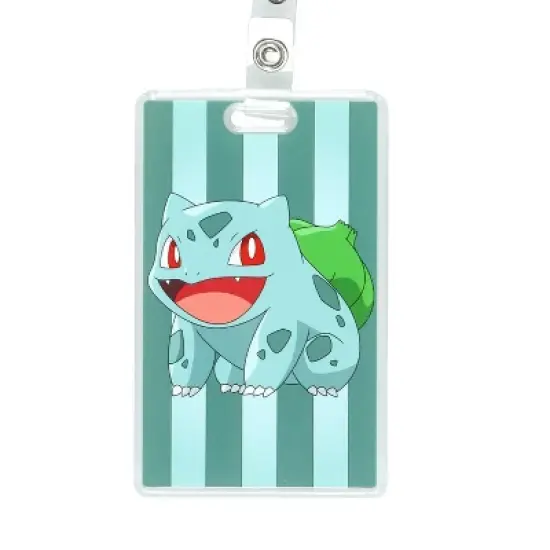 Pokemon Bulbasaur Retractable Reel Lanyard Clear ID Badge Holder Keychain Multicolored image {1}