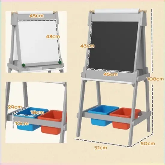 Dexmalle Double Sided Whiteboard & Chalkboard for Toddlers image {8}