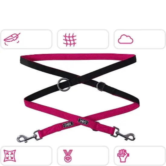 DDOXX 6.6 ft 3-Way Adjustable Nylon Medium Dog Leash - Pink image {3}