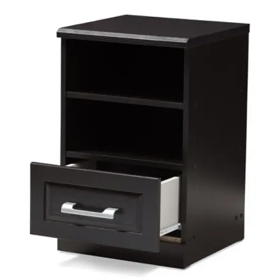 Odelia Modern and Contemporary Finished 1 Drawer Nightstand Dark Brown - Baxton Studio image {1}