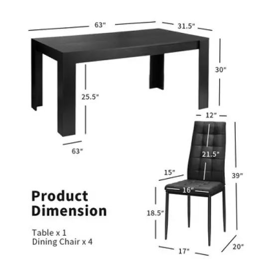 Costway 9pcs Dining Set Wood Table and 8 Fabric Chairs Home Kitchen Modern image {1}
