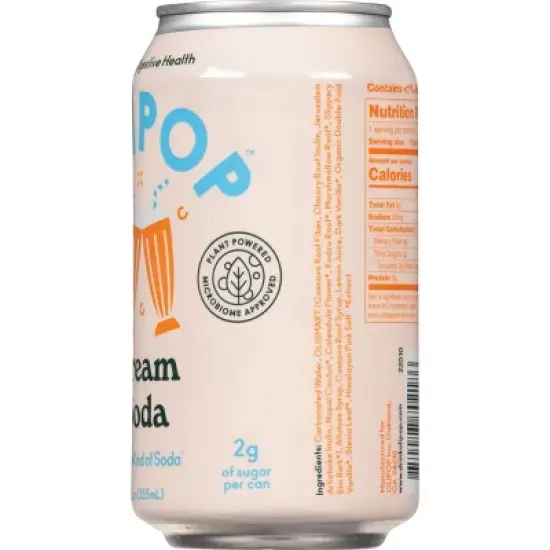 OLIPOP Cream Soda Prebiotic Soda - 12 fl oz Can image {7}