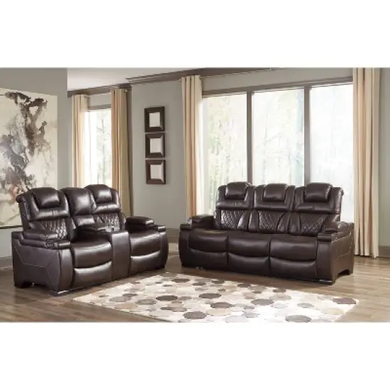 Warnerton Power Recliner Sofa with Adjustable Headrest Chocolate - Signature Design by Ashley image {6}