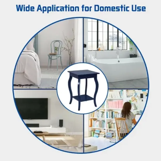 Costway Set of 2 NightStands Side Table End Table Accent Table w/ Shelf Indigo image {6}