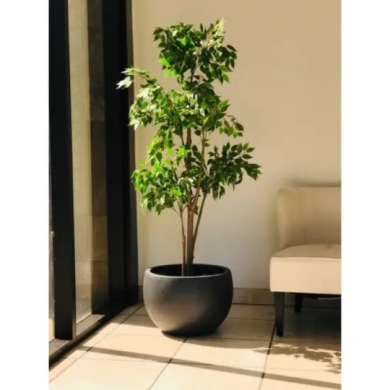 Rosemead Home & Garden, Inc. Concrete Outdoor Planter Pot with Drainage Hole Black 20"x20" image {4}