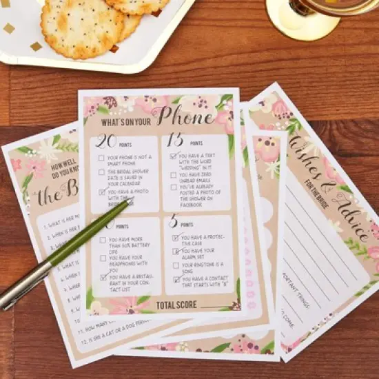 Best Paper Greetings Set of 5 Bridal Shower Games for Engagement Celebrations, Bridal, Bachelorette, Anniversary, Wedding Party, Entertains 50 Guests image {1}