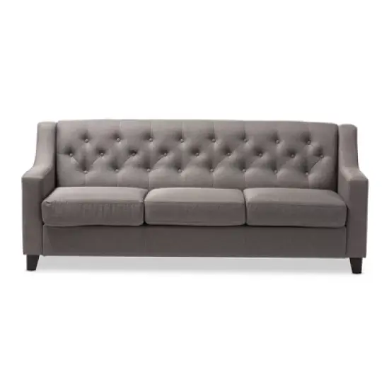 Arcadia Modern and Contemporary Fabric Upholstered Button Tufted Living Room 3 Seater Sofa - Baxton Studio image {1}