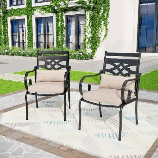 5pc Outdoor Dining Set with Chairs, Cushions & Metal Round Table - Captiva Designs: Weather-Resistant Patio Set image {9}
