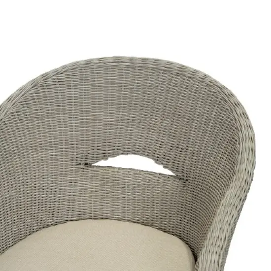 Christopher Knight Home Ione Outdoor Aluminum, Rattan and Acacia Dining Arm Chair with Cushion (Set of 2) image {6}