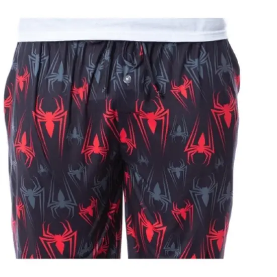 Marvel Mens' Spider-Man Vintage Superhero Icon Sleep Pajama Pants Black image {2}