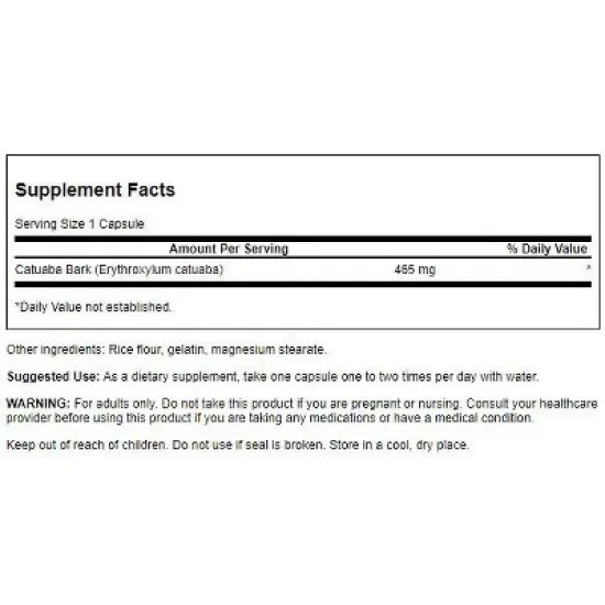 Swanson Herbal Supplements Full Spectrum Catuaba Bark 465 mg 120 Caps image {1}