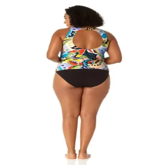 Anne Cole Plus - Women's Front Wrap High Neck Keyhole Tankini Swim Top image {3}