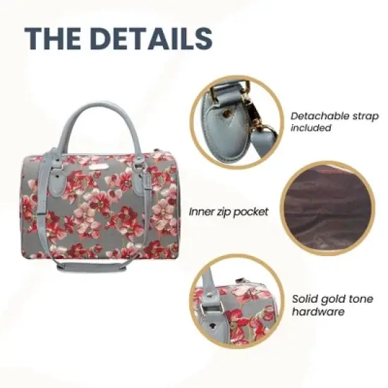 Signare USA Orchid Grey and Pink Travel Bag image {3}