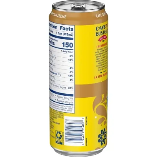 Cafe Bustelo Cafe Con Leche Espresso Style Beverage with Milk - 11 fl oz image {3}
