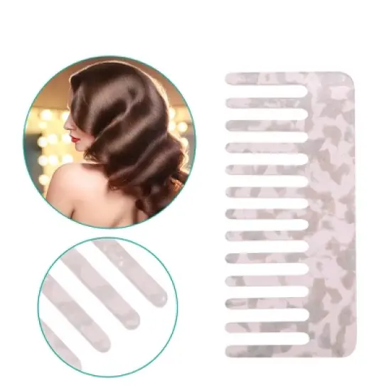 Unique Bargains Anti-Static Hair Comb Wide Tooth for Thick Curly Hair Hair Care Detangling Comb For Wet and Dry Dark 2.5mm Thick Pink 2 Pcs image {1}