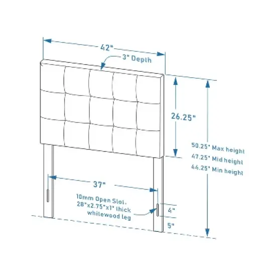Glenwillow Home Upholstered Headboard with 26" Tall Panel image {4}