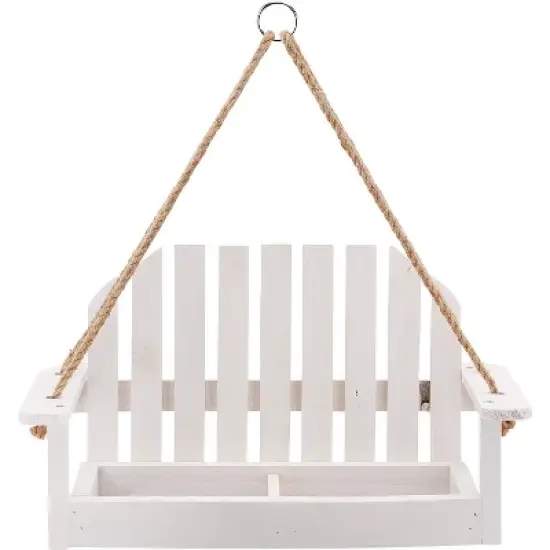Woodlink Rustic Farmhouse Platform Swing Bird Feeder - White image {1}