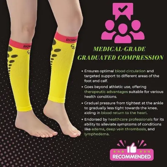 Tipi Toe Unisex 3 Pairs Calf Compression Sleeve Colorful Layers Whimsical Dots 12-14 mmHg Great for Athletic & Medical Use image {2}