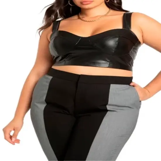 ELOQUII Women&rsquo;s Plus Size Faux Leather Bustier image {2}