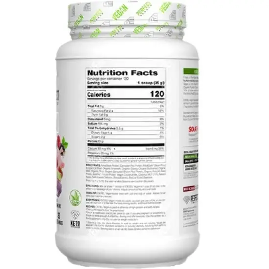PERFECT Sports Diesel, Vegan, 100% Plant-Based Protein Blend, Very Berry Splash, 1.5 lb (700 g) image {1}