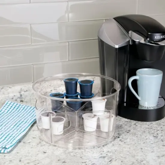 iDesign Recycled Plastic Turntable Organizer with Removable Dividers, The Linus Collection - 10.5" x 10.5" x 6.36", Clear image {3}