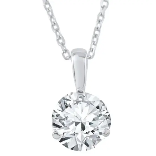 Pompeii3 1/2 ct Solitaire Lab Created Diamond Pendant available in 14K and Platinum image {4}