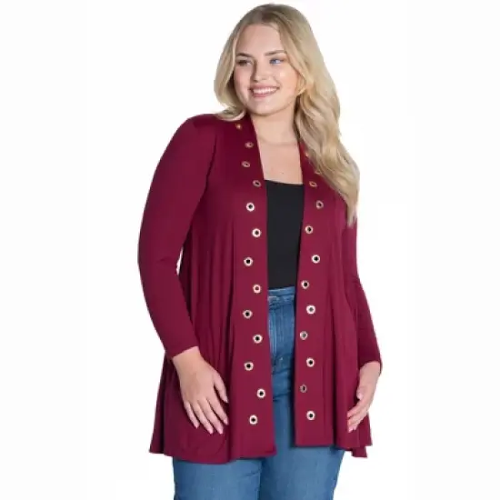 Womens Plus Size Long Sleeve Mid Thigh Open Front Cardigan image {6}