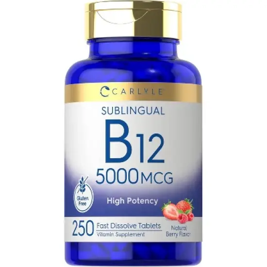 Carlyle Vitamin B12 5000mcg | 250 Fast Dissolve Tablets | Natural Berry Flavor image {7}