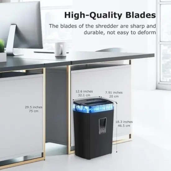 Bonsaii 12-Sheet Cross Cut 5.5 Gal Home & Office Heavy Duty Shredder for Paper, Credit Card, Mail, Staples, P-4 Security Level image {5}