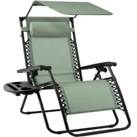 Best Choice Products Folding Zero Gravity Recliner Patio Lounge Chair w/ Canopy Shade, Headrest, Tray image {30}